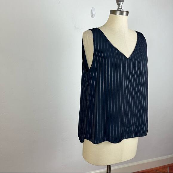 MELA PURDIE Blue Pin Stripe Tank Top Large - Picture 2 of 8
